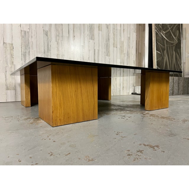 Wood Smoked Glass and Wood Coffee Table For Sale - Image 7 of 12