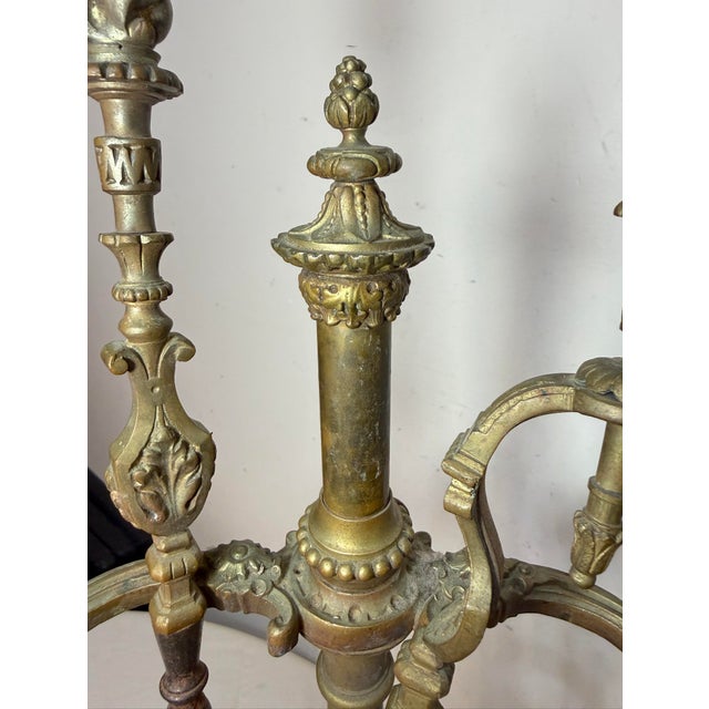 Antique Ornate 19th Century Gilt Bronze Brass Fireplace Tool Tongs Shover Set For Sale In New York - Image 6 of 12