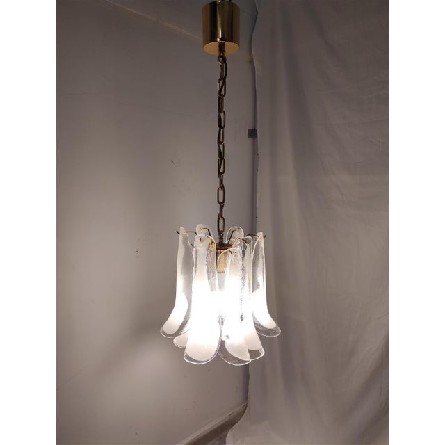 Petal Pendant Lamp in Murano Crystal and White Glass, Italy, 1990s For Sale - Image 12 of 13