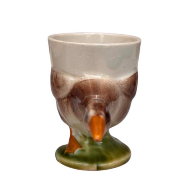 1920s French Majolica Goose Egg Cup Sarreguemines Circa 1920 For Sale - Image 5 of 10