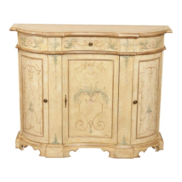 Italian Venetian Hand Painted Serpentine Front Console For Sale