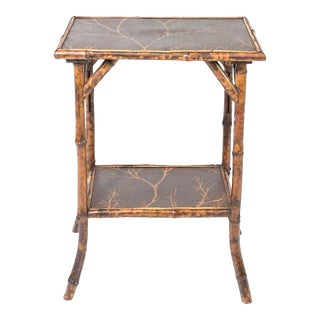 1950s Vintage English Tortoise Bamboo Side Table For Sale