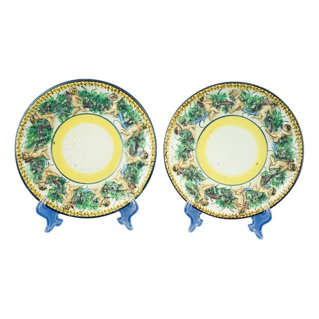 Ceramic Plates from F.A.C.I, Italy, 1930s, Set of 2 For Sale