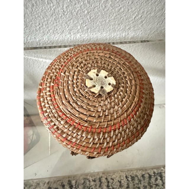 Handwoven Pine Needle and Antler Folk Art Basket For Sale - Image 4 of 6
