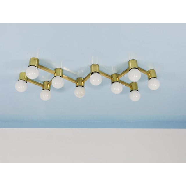 1970s Zigzag Brass Ceiling and Wall Light in the style of Gaetano Sciolari, Austria, 1970s For Sale - Image 5 of 18