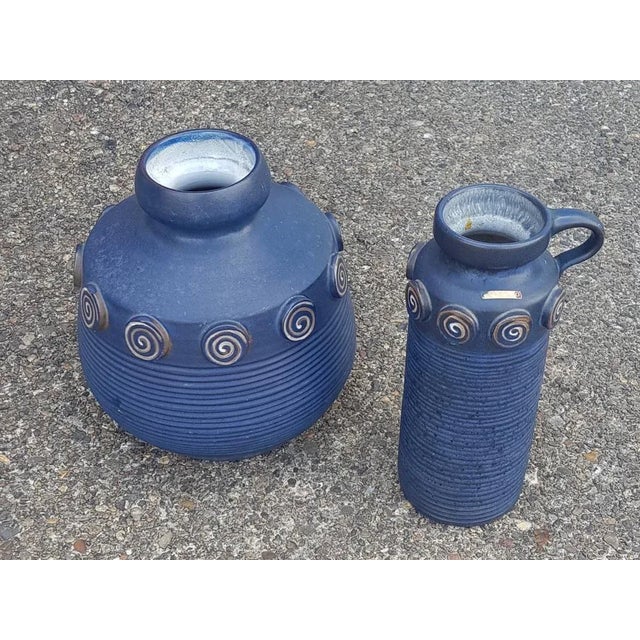 Blue Ceramic Vases by Ceramano, Set of 2 For Sale - Image 3 of 5
