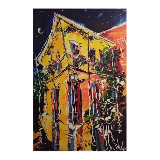 Late 20th Century Vena Grebenshikov Acrylic on Canvas Painting Unframed For Sale