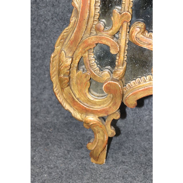 Early 20th Century Exceptional Italian Rococo Style Carved Gilt Distressed Mirror For Sale - Image 5 of 6