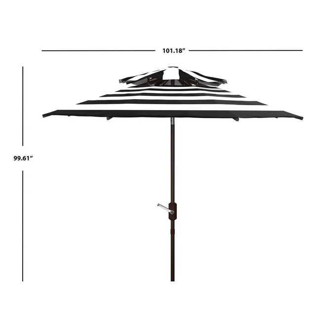 Contemporary Iris Fashn 9 Ft Double Top Umbrella - Black/White For Sale - Image 3 of 4
