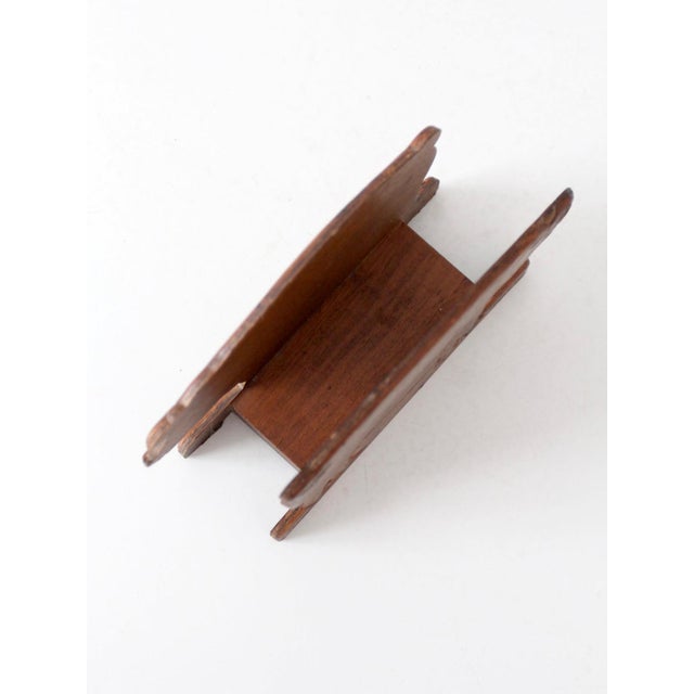 Brown Vintage Folk Art Carved Wooden Pig Napkin Holder For Sale - Image 8 of 10