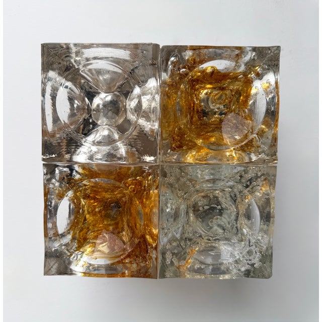 1970s Glass Cube Square Metal Sconces by Poliarte - a Pair For Sale - Image 9 of 12