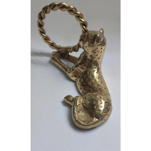 Art Deco Vintage Ornate Brass Reclining Jaguar Dinner Napkin Holders ~ Set of 12 For Sale - Image 3 of 8