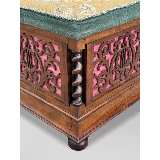 Antique Victorian Rosewood Piano Stool, 1860 For Sale - Image 12 of 13