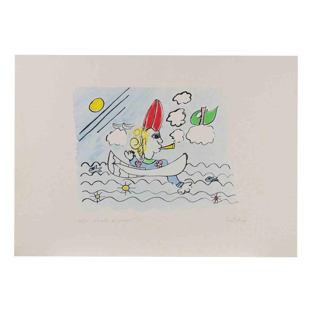Lillo Bartoloni, In the Middle of the Sea, Lithograph, 1980s For Sale