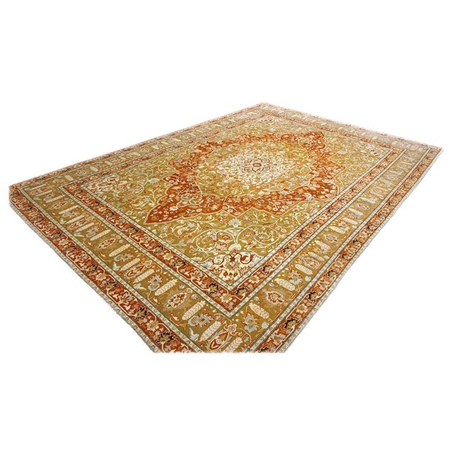 Persian Persian Farahan Wool 10X14 Ivory, Olive & Orange Handmade Area Rug #1143008 For Sale - Image 3 of 8