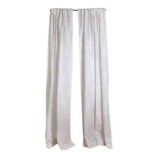Ester 54" X 84" White Applique Curtain For Sale