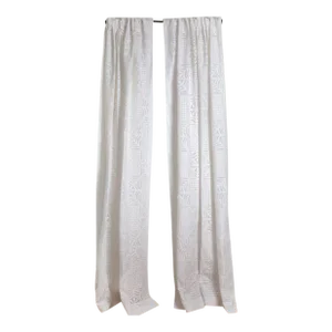 Ester 54" X 84" White Applique Curtain