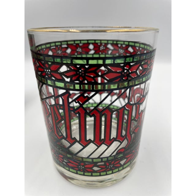 Glass Vintage Mid Century Houze “Seasons Greetings” Lowball Glasses - Set of 4 For Sale - Image 7 of 11