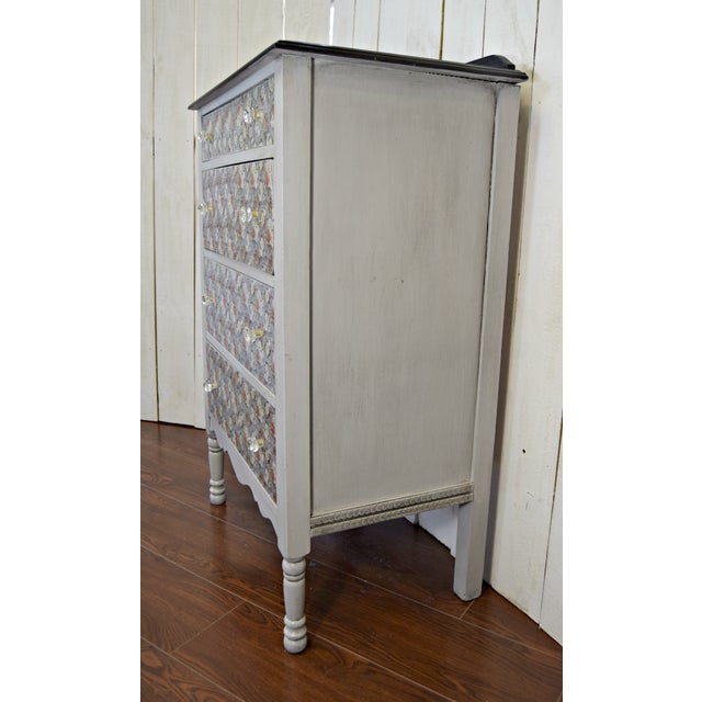 Mid 20th Century Vintage Dresser Painted Gray With Secretary Desk