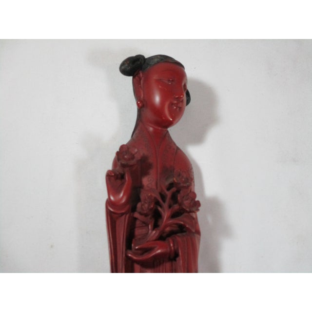 1960s Vintage Hand Carved Resin Chinese Female Figure For Sale - Image 5 of 9