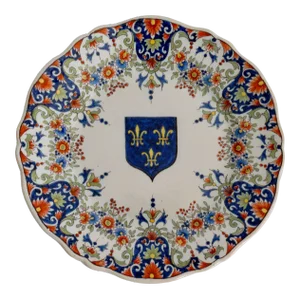 Antique French Faience Fleur De Lis Plate