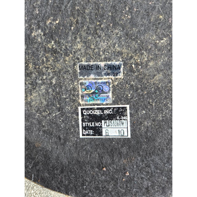 Quoizel Patinated Metal Floor Lamp With Signed Todd Philips Iridescent Glass Shade For Sale - Image 12 of 12