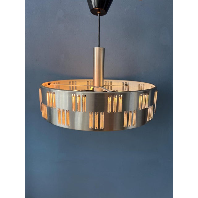 Mid-Century Modern Ufo Pendant Lamp with Crystal Glass For Sale - Image 4 of 11