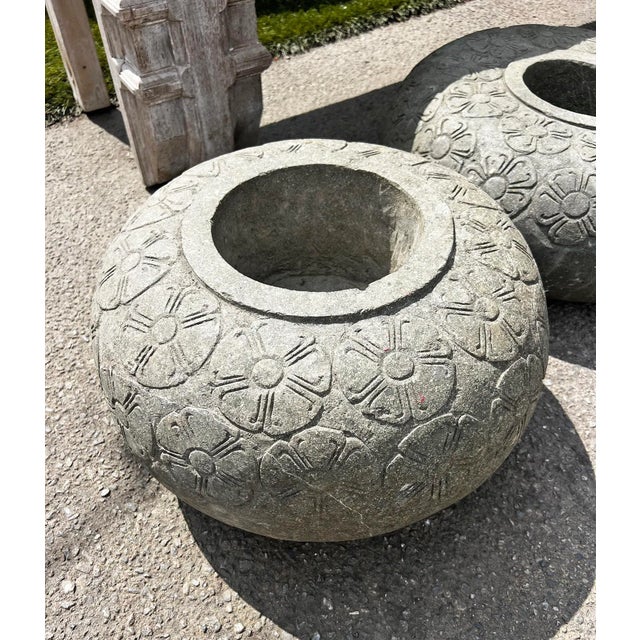 Vintage Java Stone Flower Pot For Sale - Image 4 of 4