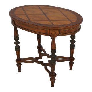 Vintage Regency Style 1 Drawer Oval Lamp Table For Sale