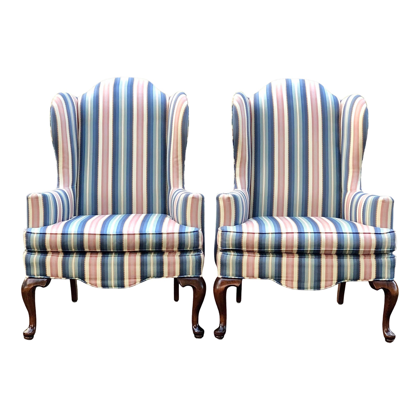 Classic Ethan Allen Queen Anne Wingback Chairs a Pair Chairish