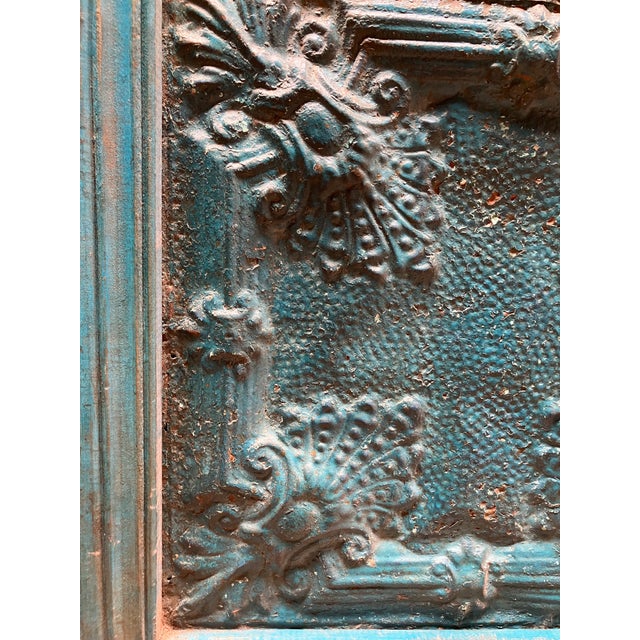 Ceiling Medallion Tile Framed XLG Turquoise For Sale - Image 6 of 11