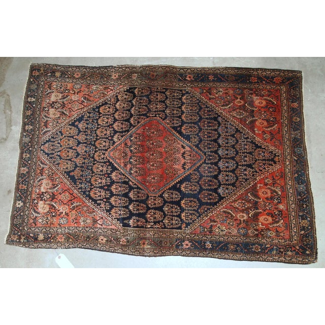 Persian 1900s, Handmade Antique Persian Farahan Rug 3.10' X 5.4' For Sale - Image 3 of 7