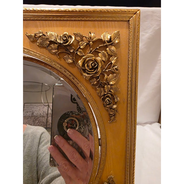 Metal Mid Century Gold Vanity Table Mirror French Ornamentation Reversible For Sale - Image 7 of 15