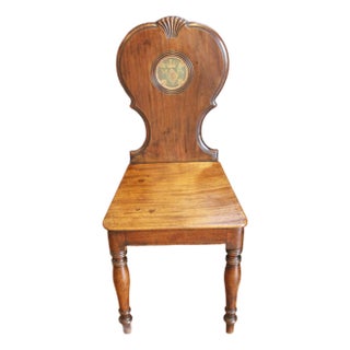 Circa 1840 English Armorial Hall Chair For Sale