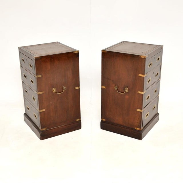 1900 - 1909 Antique Military Campaign Bedside Chests, 1900s, Set of 2 For Sale - Image 5 of 13