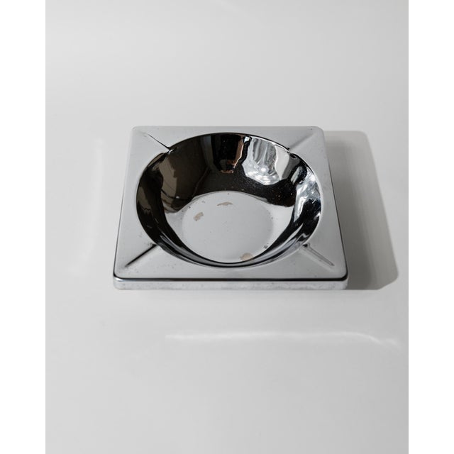 Large Vintage Brutalist Modernist Square Chrome Ashtray, 1980s For Sale - Image 9 of 12