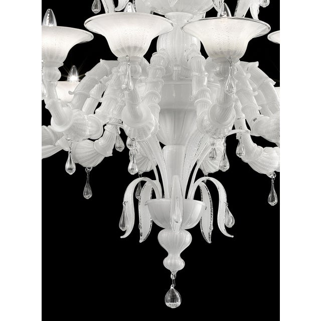 2020s Venetian White “Ca’ Rezzonico” Murano Glass Chandelier With Transparent Little Drops. For Sale - Image 5 of 6