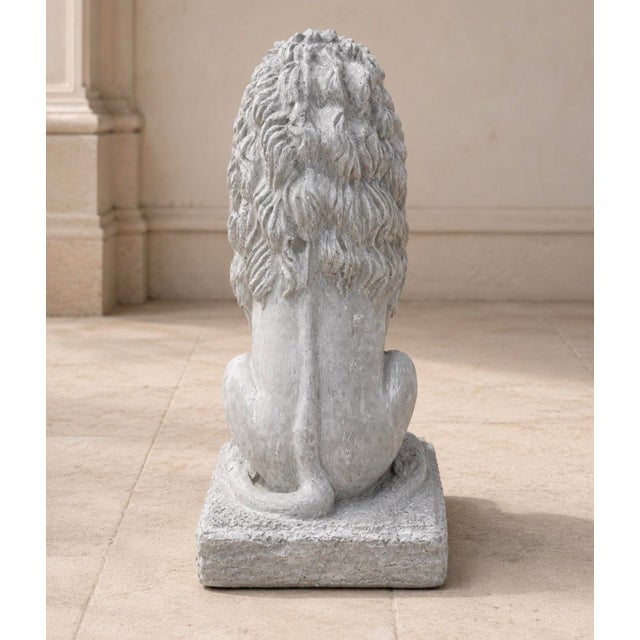 Sculpture Materials Late 20th Century Pair of Weathered Concrete Garden Lions For Sale - Image 7 of 11