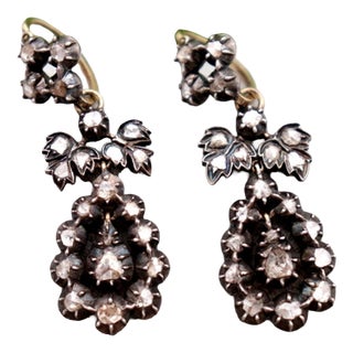 Gold Earrings with Diamond Stud, Set of 2 For Sale