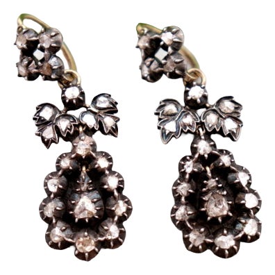 Gold Earrings with Diamond Stud, Set of 2 For Sale
