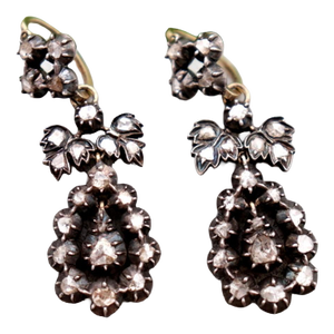 Gold Earrings with Diamond Stud, Set of 2
