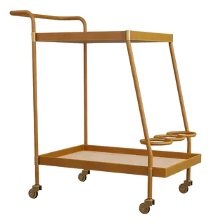 Arteriors Sanders Bar Cart - Brand New - Cognac Leather, Blonde Oak & Antiqued Brass