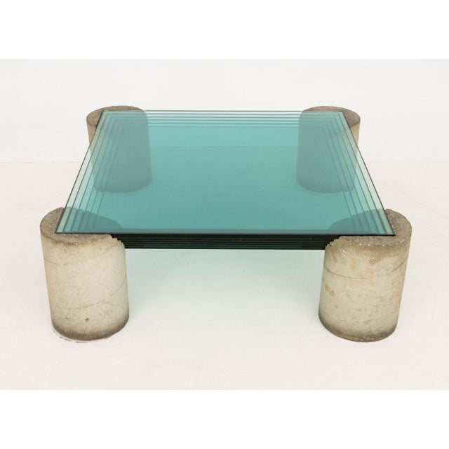 Mid 20th Century Modernist Graduated Glass Top and Concrete Coffee Table For Sale - Image 5 of 12