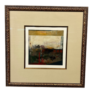 Abstract Mixed Media Art Work, Framed With Museum Glass