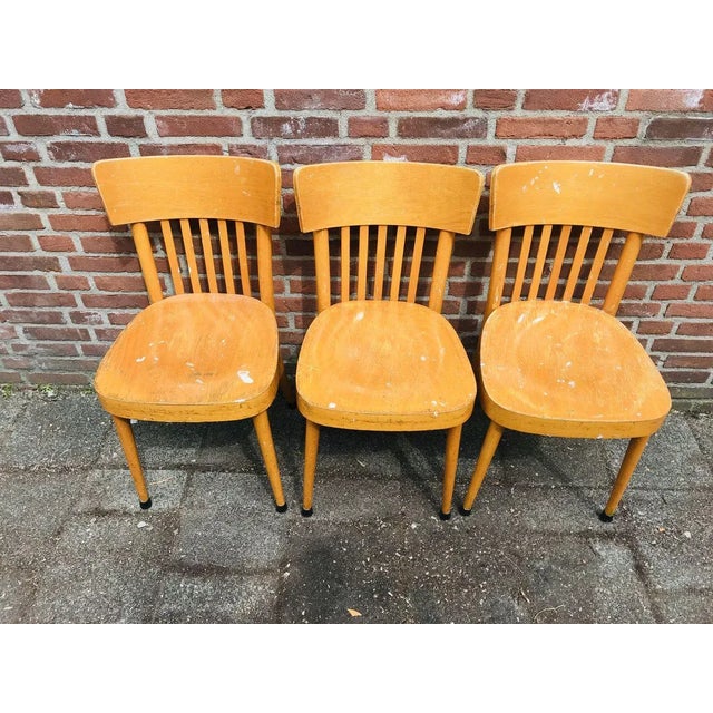Three beautiful chairs. Made in Holland (Netherlands) by Erco Design in het late 60's begin 7-'s. These wooden chairs look...