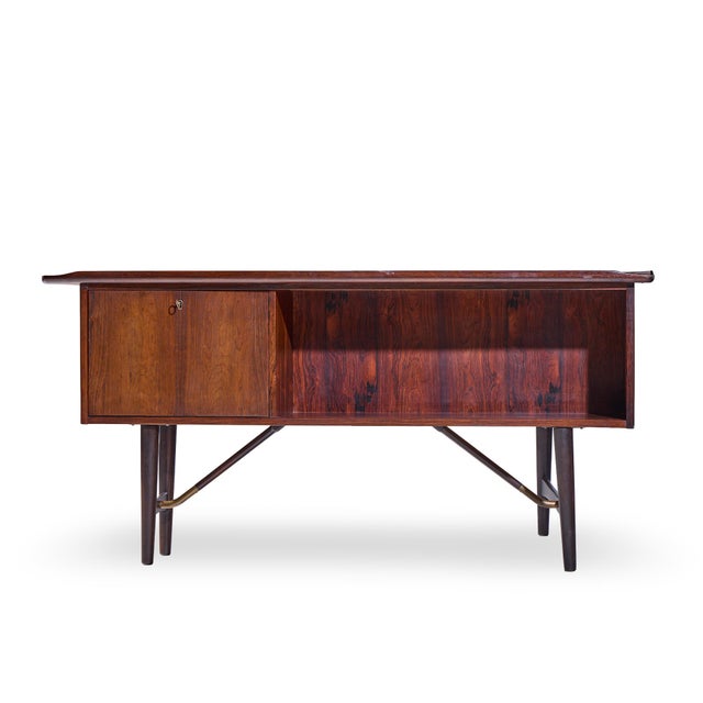 Wood Peter Lovig Nielsen Mid Century Danish Rosewood Boomerang Desk For Sale - Image 7 of 13