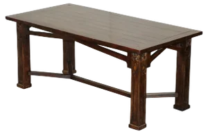 Art Nouveau Style Refectory Hayrake Dining Table with Carved Legs