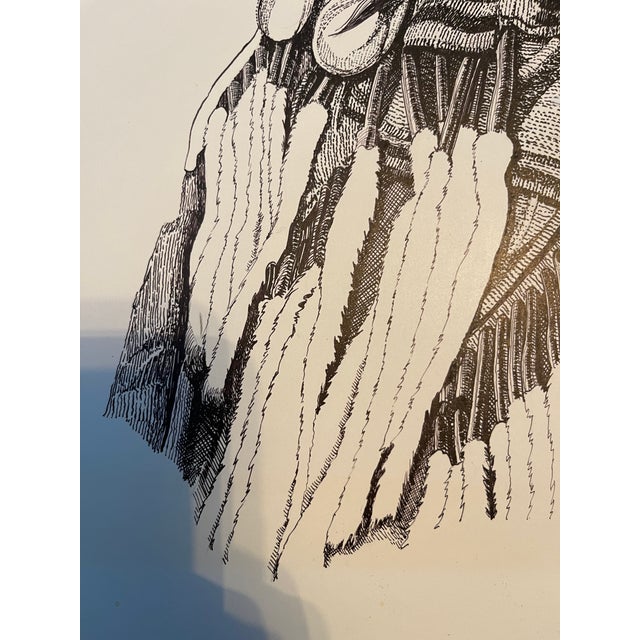 Original Vintage Native American Indian Portrait Pen and Ink Drawing by Jim Tillotson For Sale - Image 4 of 12