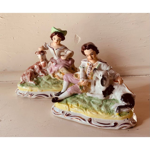 Captivating Pair of Early 20th Century English Staffordshire Mantle Figures For Sale - Image 12 of 12
