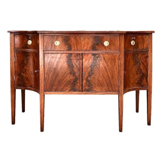 Antique Flame Mahogany Federal Sheraton Breakfront Sideboard | Buffet | Credenza For Sale